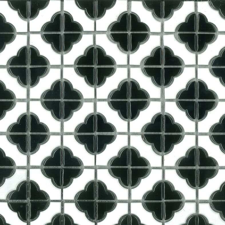 Poppy Flower Gloss Black Mosaic 40x40mm On 305x305mm Sheet